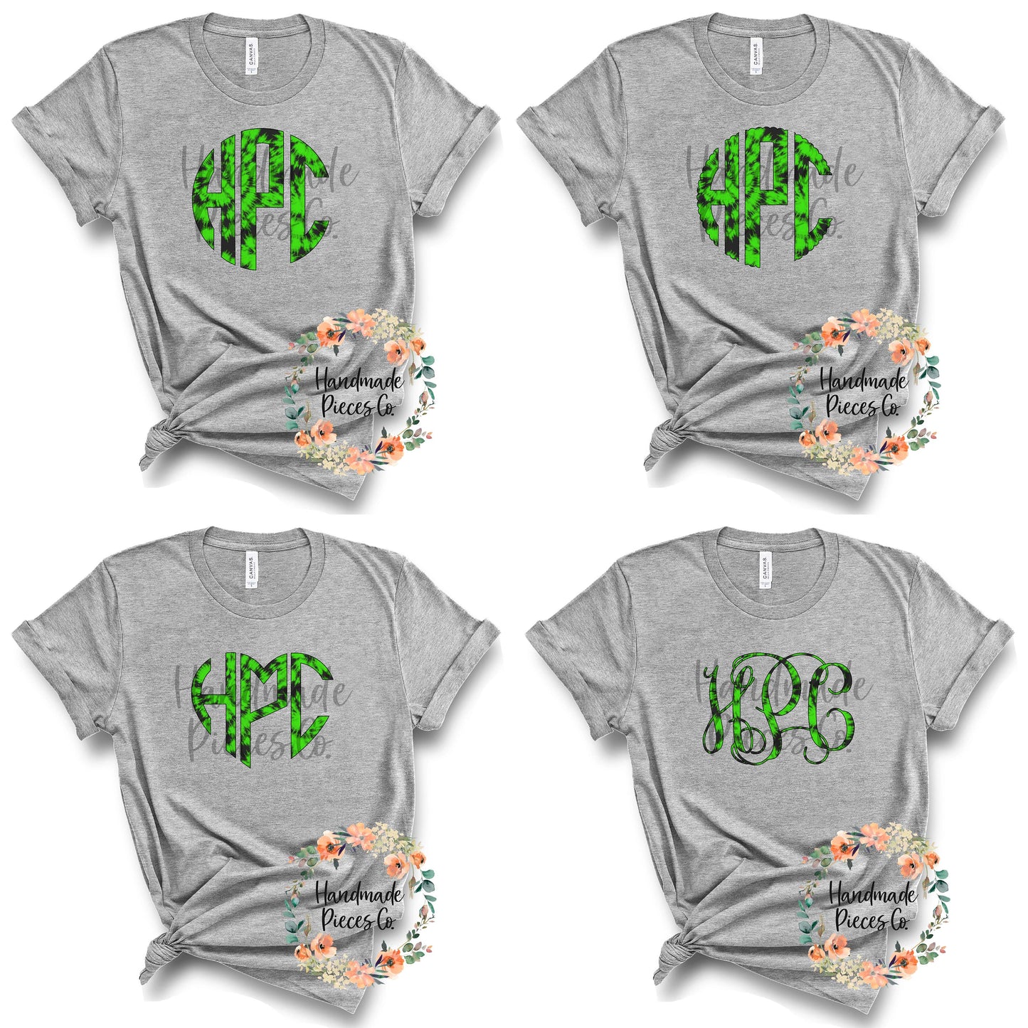 Halloween Tie Dye Monogram, Green - Multiple Styles - Digital Download