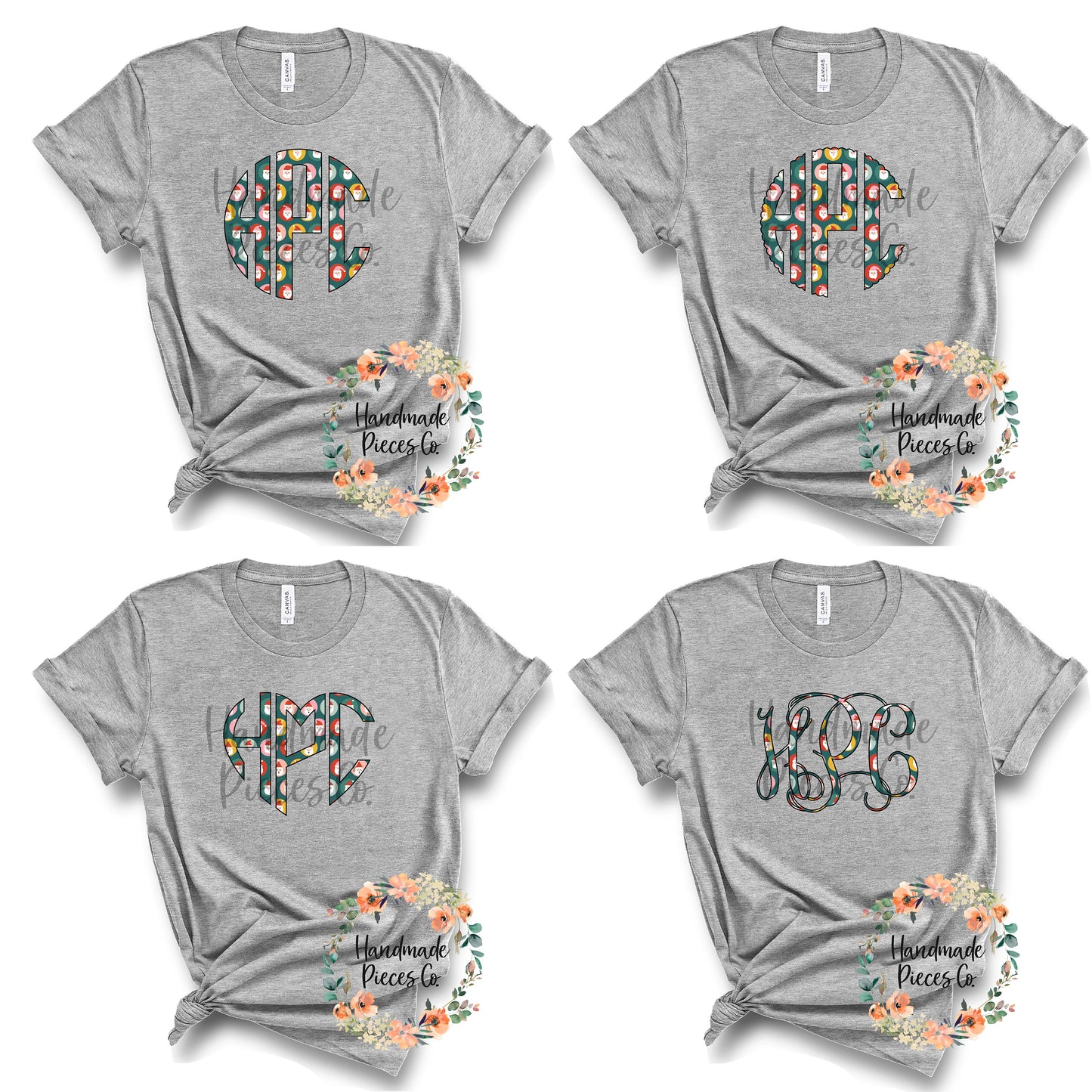 Santa Monogram, Multi - Sublimation or HTV Transfer