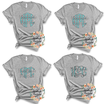 Peppermint Monogram, Blue - Multiple Styles - Digital Download