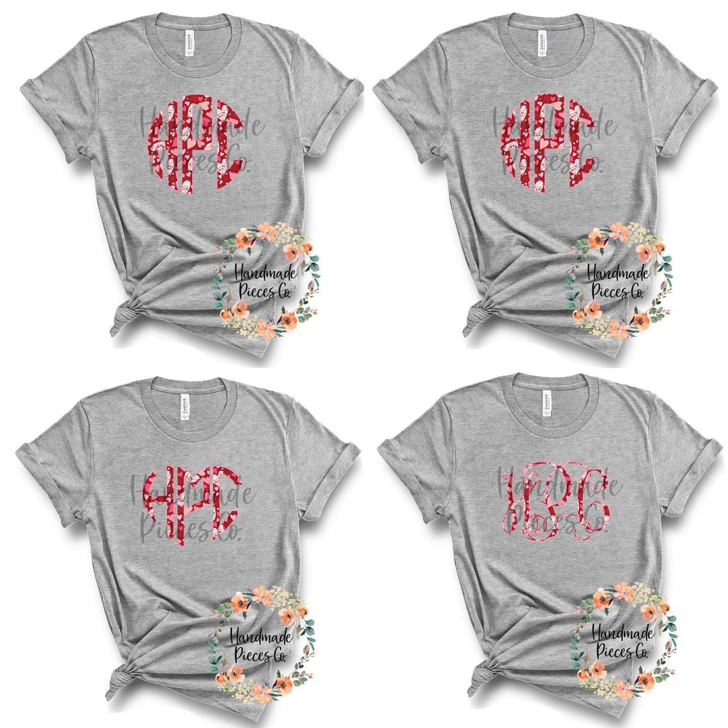 Valentine's Themed Heart Mix Monogram - Multiple Styles - Digital Download