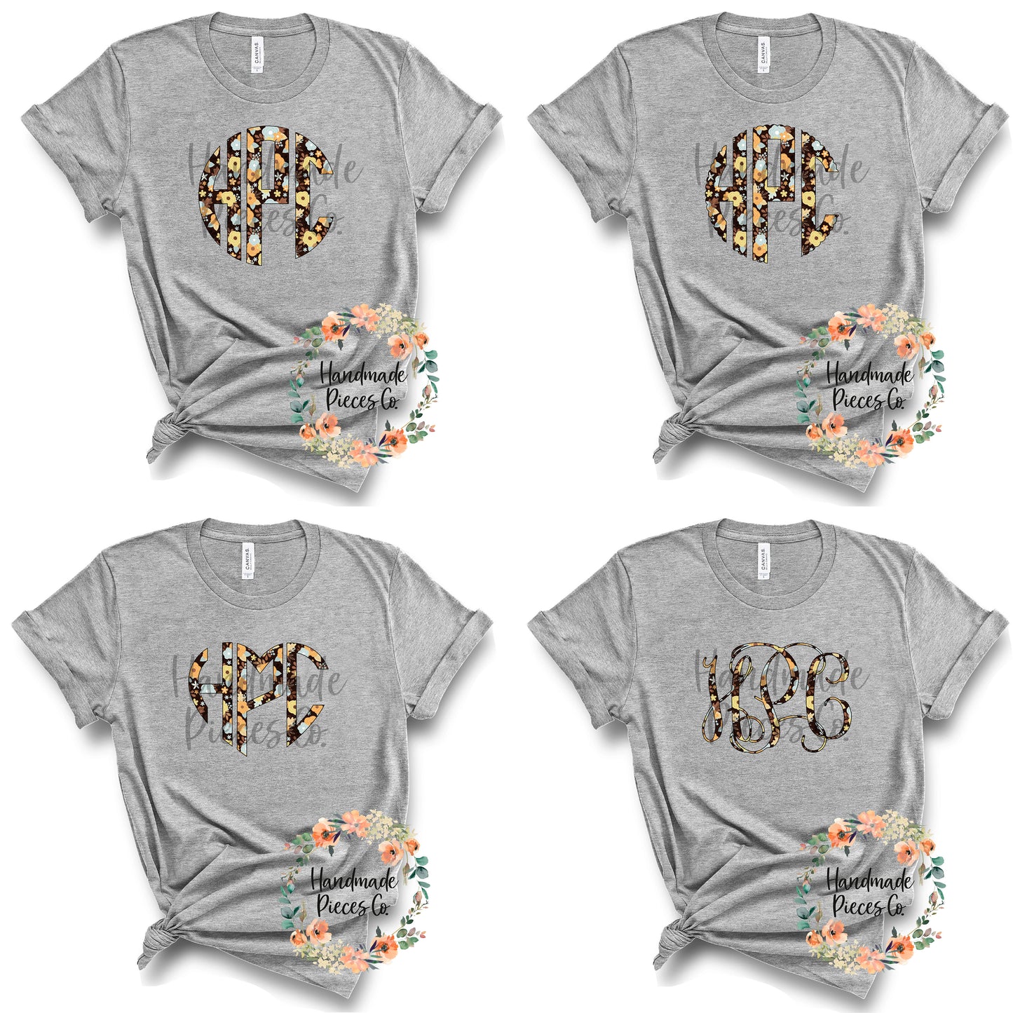 Fall Floral Monogram, Version 1 - Multiple Styles - Digital Download