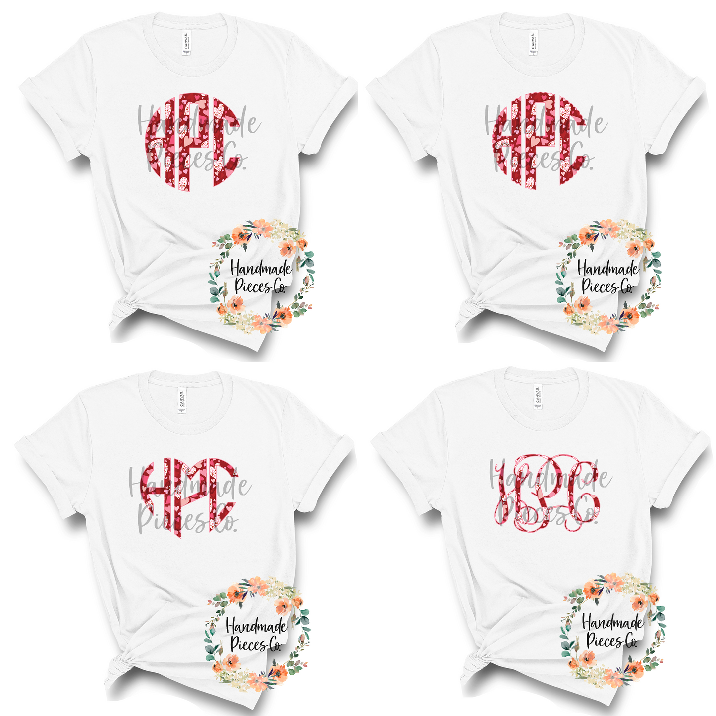 Valentine's Themed Heart Mix Monogram - Multiple Styles - Digital Download