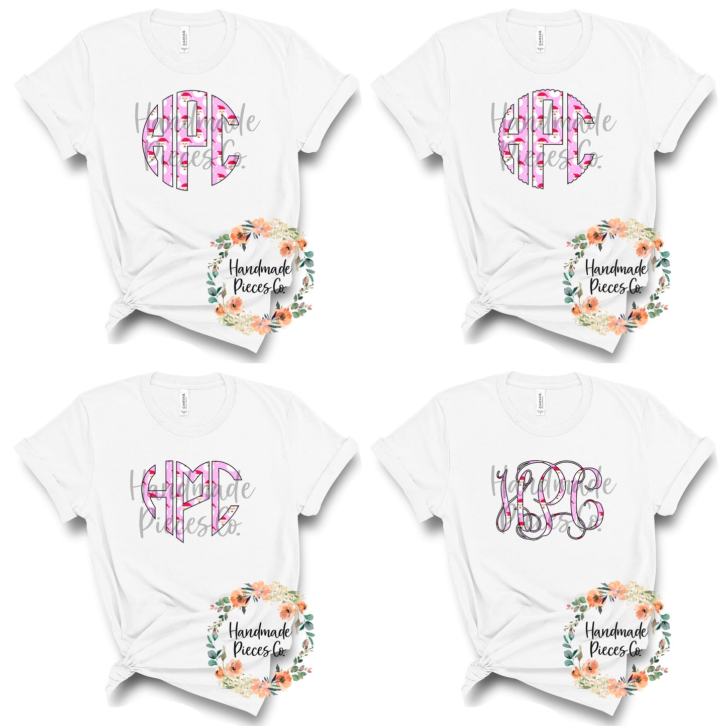 Santa Monogram, Pink - Sublimation or HTV Transfer