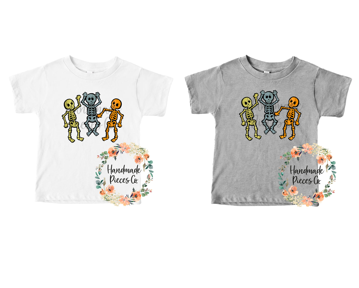 Dancing Skeleton Trio, Grey Blue Orange - Sublimation or HTV Transfer