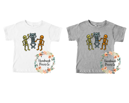 Dancing Skeleton Trio, Grey Blue Orange - Sublimation or HTV Transfer