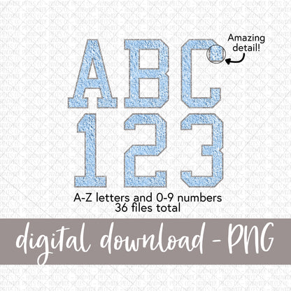 Faux Chenille Letters, Sky Blue - Digital Download