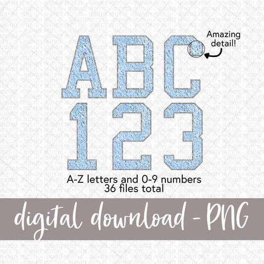 Faux Chenille Letters, Sky Blue - Digital Download