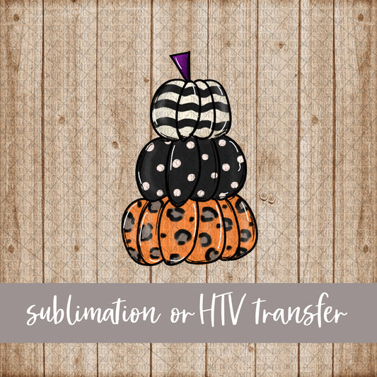 Pumpkins Stacked, Leopard - Sublimation or HTV Transfer