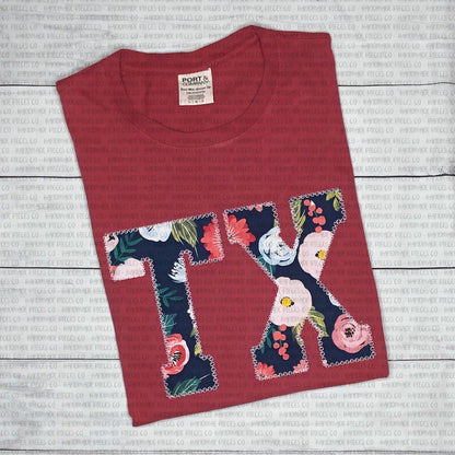 State Abbreviation Embroidered Applique Garment - Adult