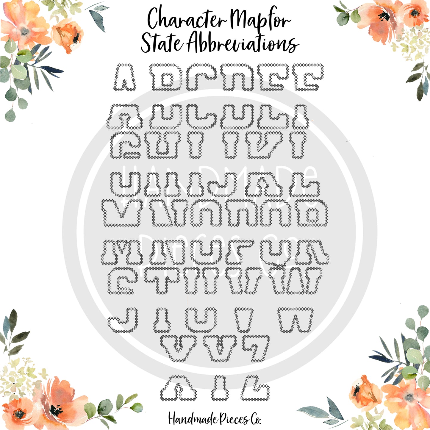 State Abbreviation with Name Embroidered Applique Garment, Split Design - Diamond Stitch) - Adult