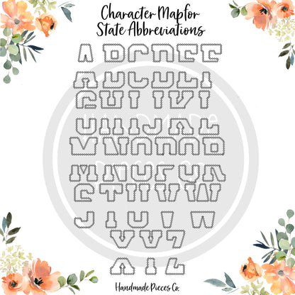 State Abbreviation with Name Embroidered Applique Garment, Split Design - Diamond Stitch) - Adult