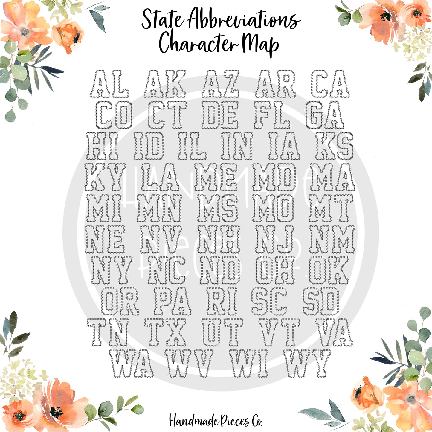 State Abbreviation Embroidered Applique Garment - Adult