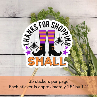 Thank You for Shopping Small, Halloween Packaging Sticker - Halloween Theme
