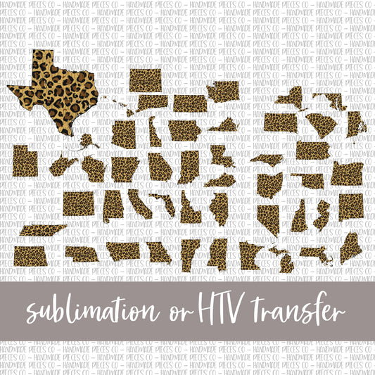 State Outline, Leopard - Sublimation or HTV Transfer