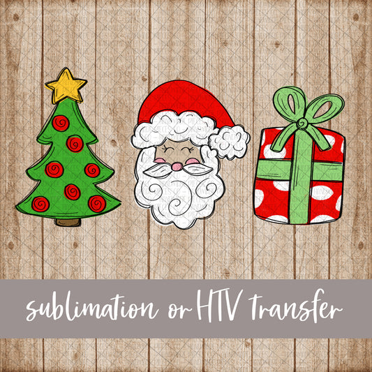 Christmas Tree Santa Present - Sublimation or HTV Transfer