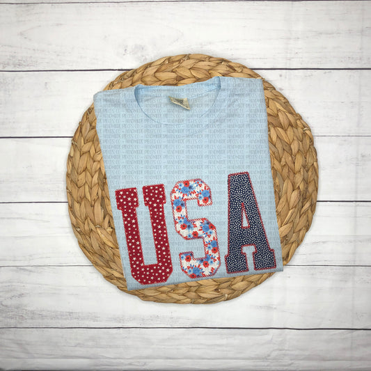 USA Trio Embroidered T-Shirt - Youth/Adult