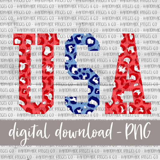 USA, Leopard Red Blue - Digital Download