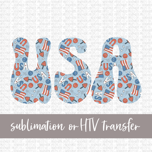 USA Patriotic Mix, Retro - Sublimation or HTV Transfer