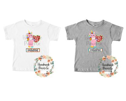 Unicorn, Valentine's with Name - Sublimation or HTV Transfer