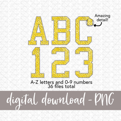 Faux Chenille Letters, Yellow - Digital Download