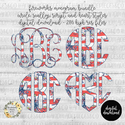Firecracker Monogram - Multiple Styles - Digital Download