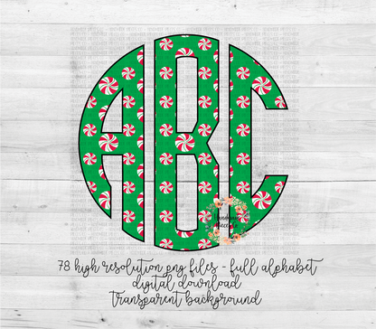 Peppermint Monogram, Green - Multiple Styles - Digital Download