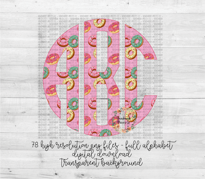 Donuts Monogram, 2 - Multiple Styles - Digital Download