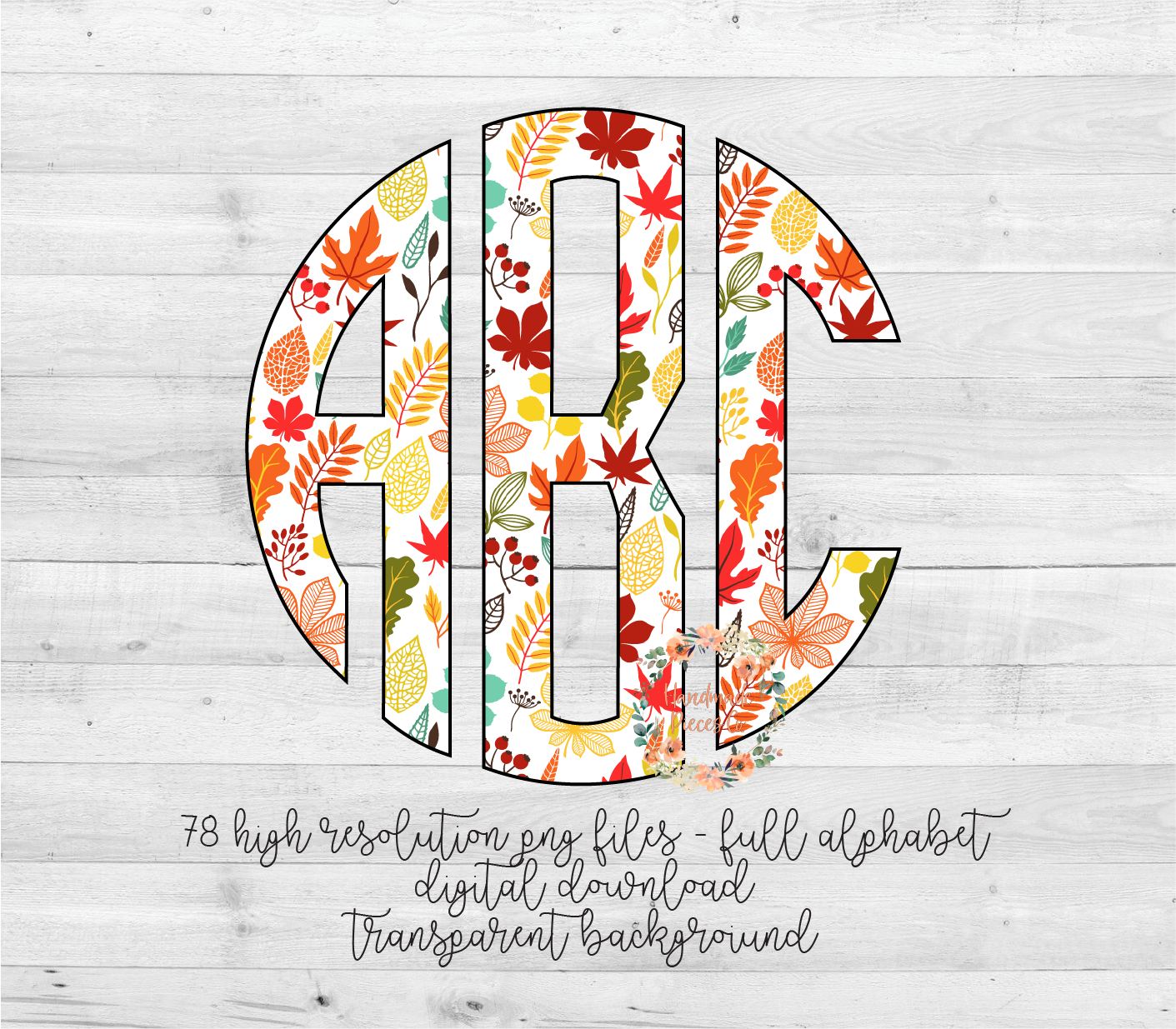 Fall Leaves Monogram - Multiple Styles - Digital Download