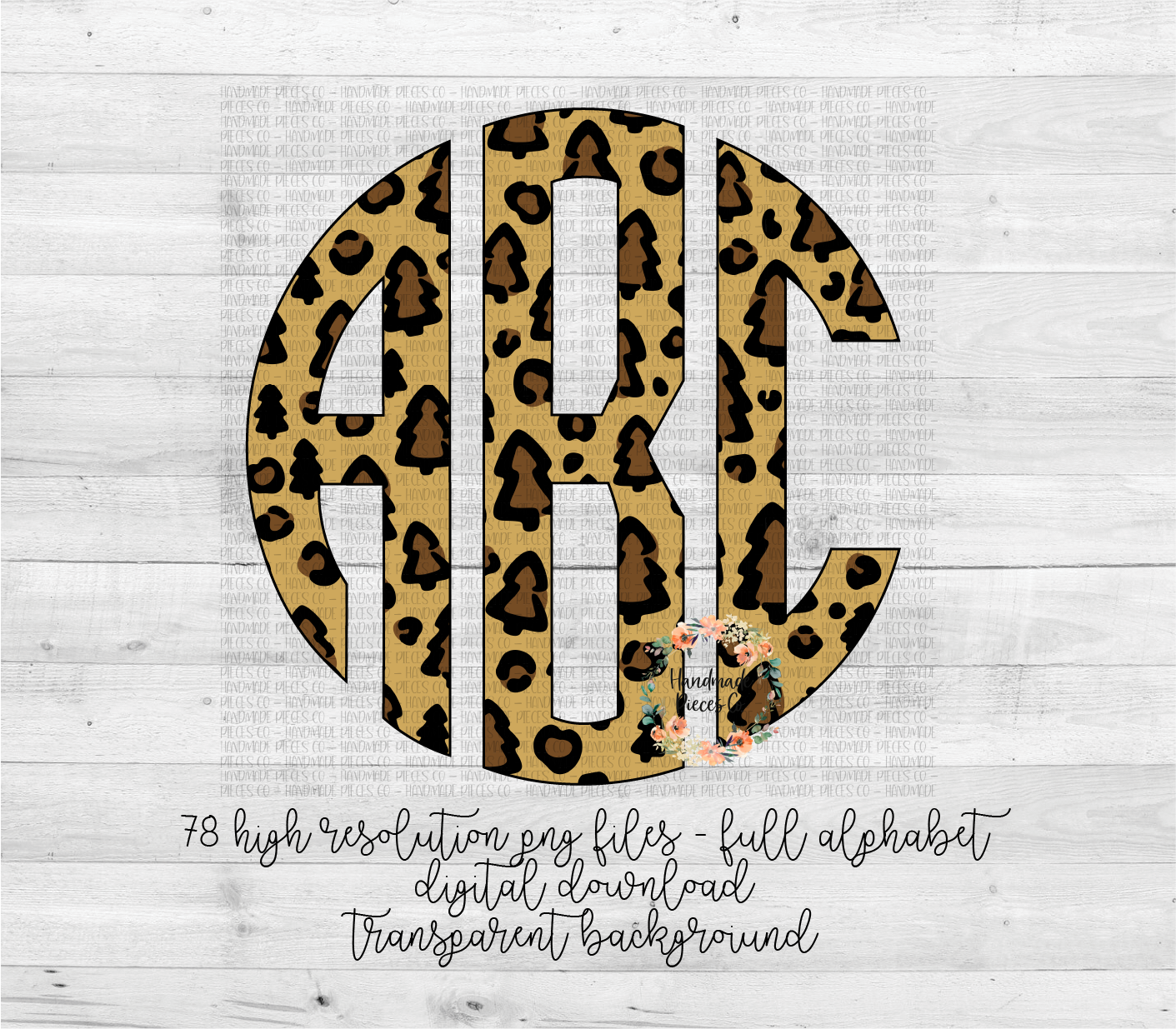 Leopard Christmas Tree Monogram - Multiple Styles - Digital Download