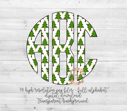 Christmas Trees Monogram - Multiple Styles - Digital Download