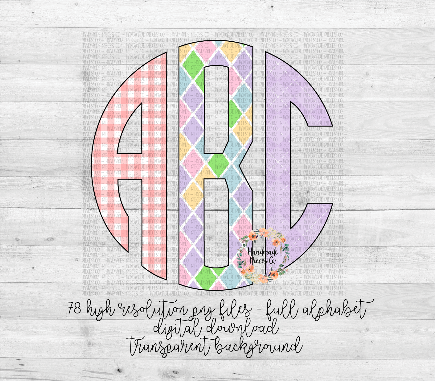 Easter Trio Monogram, Plaid - Multiple Styles - Digital Download