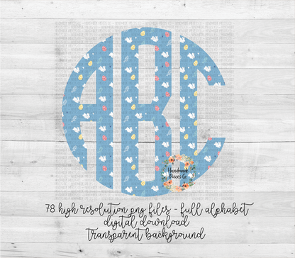 Easter Bunny Monogram - Multiple Styles - Digital Download