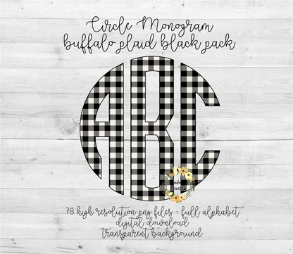 Buffalo Plaid, Black Monogram - Multiple Styles - Digital Download