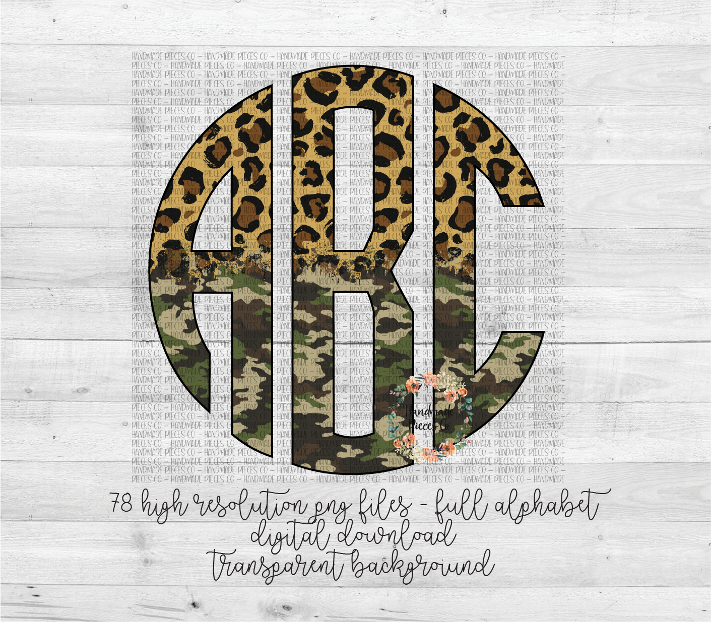 Leopard Camo Split Monogram - Multiple Styles - Digital Download