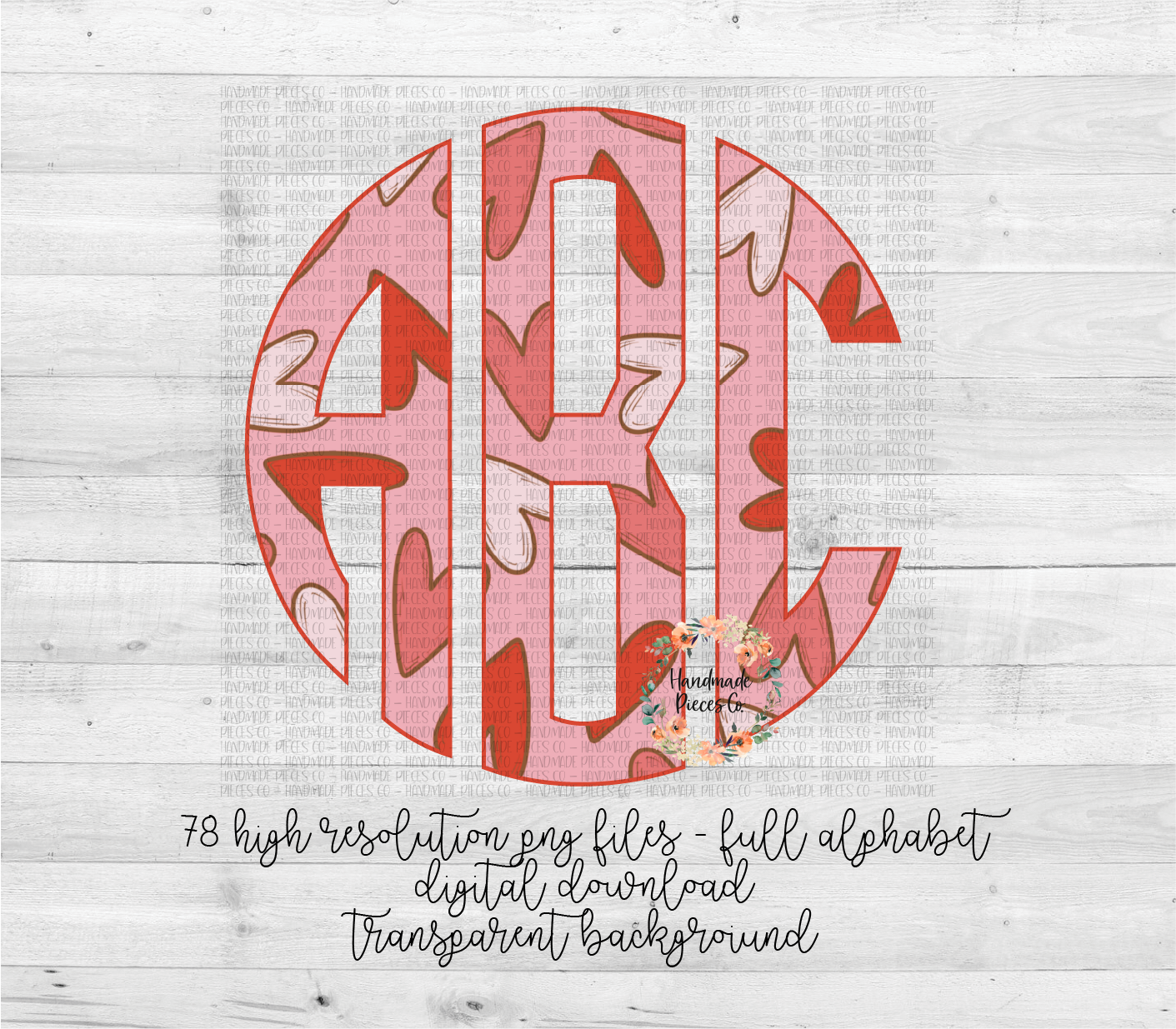 Heart Doodle Monogram - Multiple Styles - Digital Download