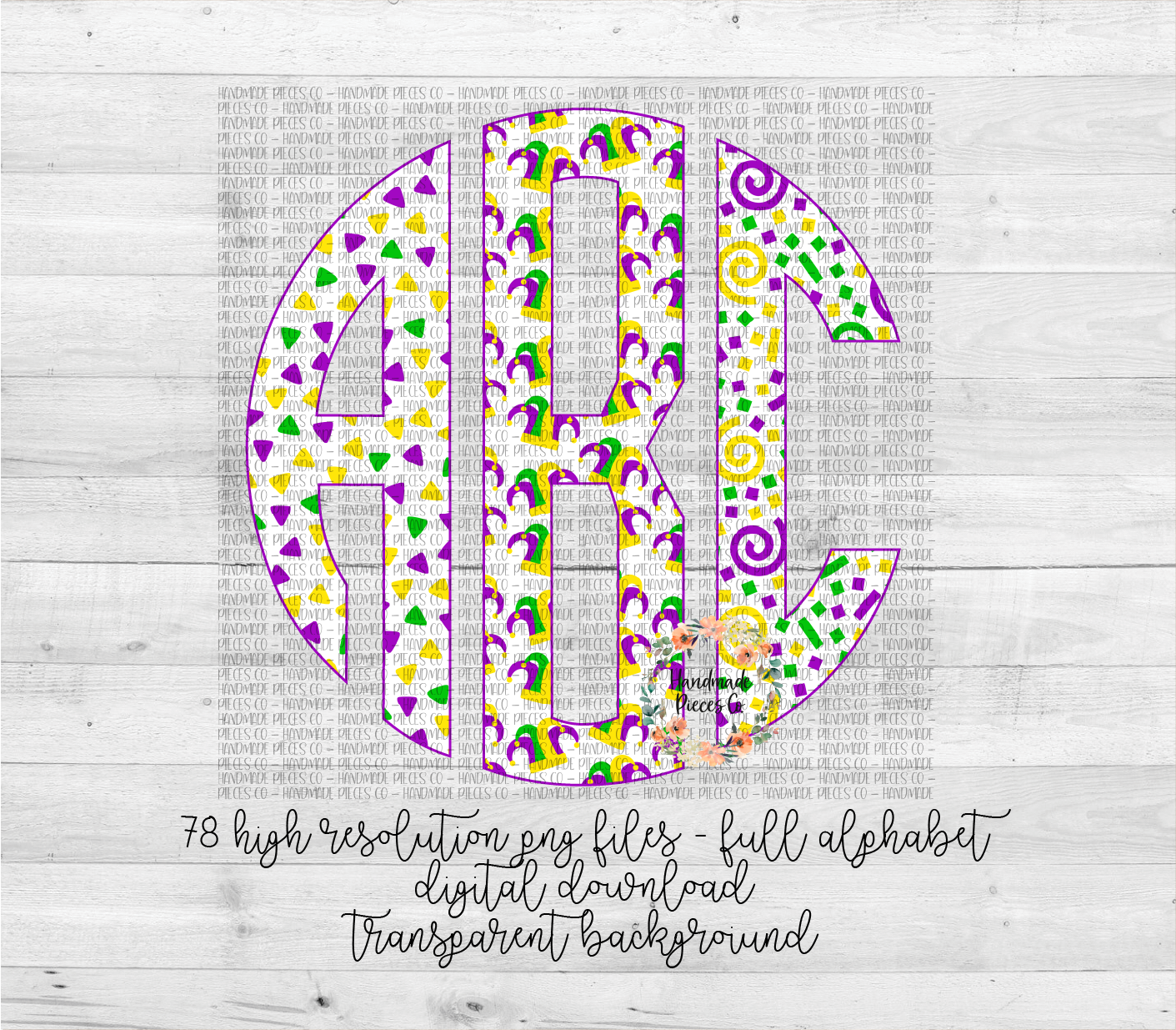 Mardi Gras Trio Monogram - Multiple Styles - Digital Download