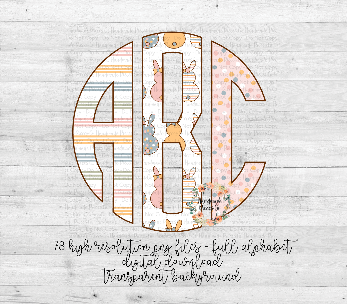 Easter Monogram, Trio Bunny - Multiple Styles - Digital Download