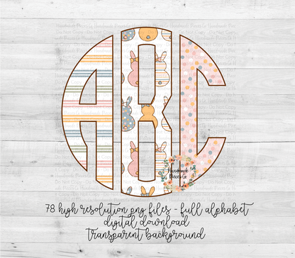 Easter Monogram, Trio Bunny - Multiple Styles - Digital Download