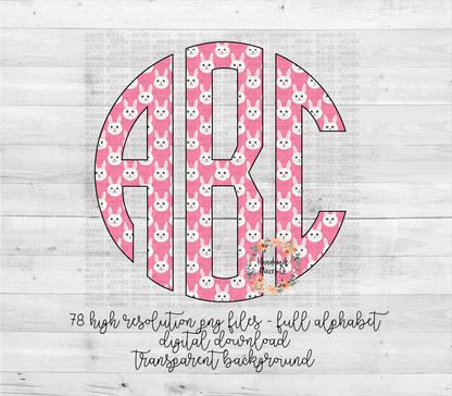 Easter Monogram, Pink Bunny - Multiple Styles - Digital Download