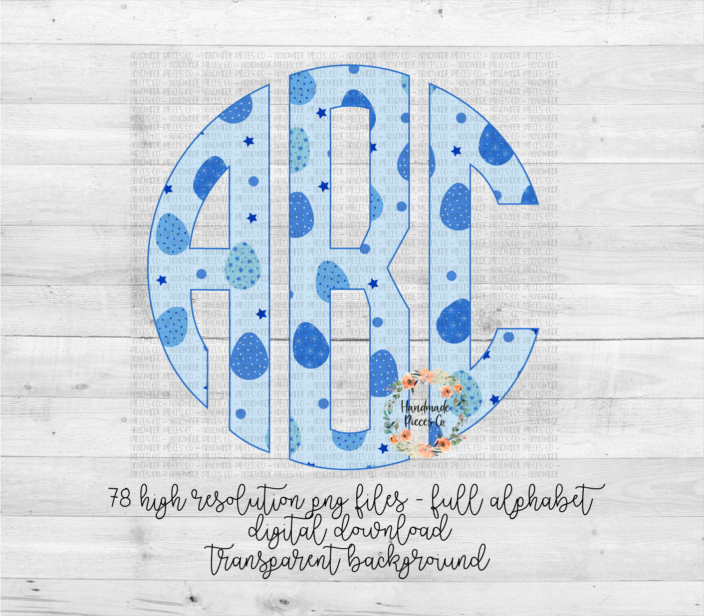Easter Egg, Blue Monogram - Multiple Styles - Digital Download