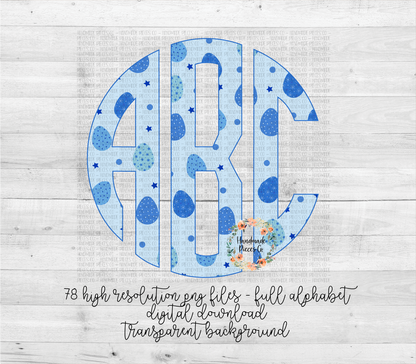 Easter Egg, Blue Monogram - Multiple Styles - Digital Download