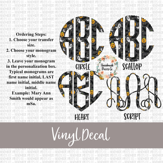 Halloween Monogram Vinyl Decal