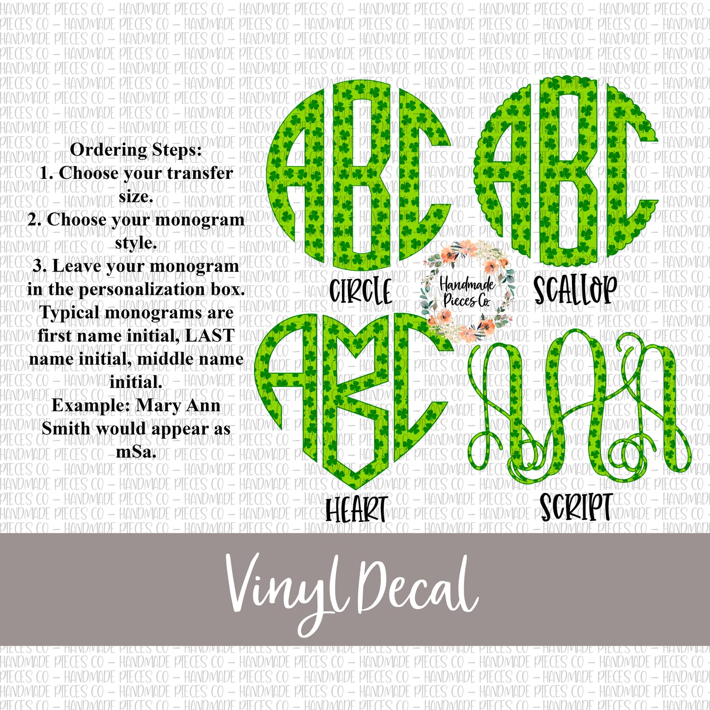 Shamrock Monogram Vinyl Decal