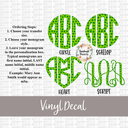 Shamrock Monogram Vinyl Decal