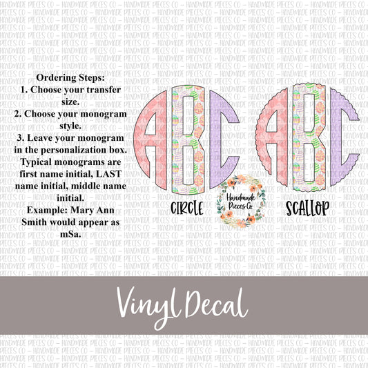 Halloween Monogram Vinyl Decal, Halloween Trio