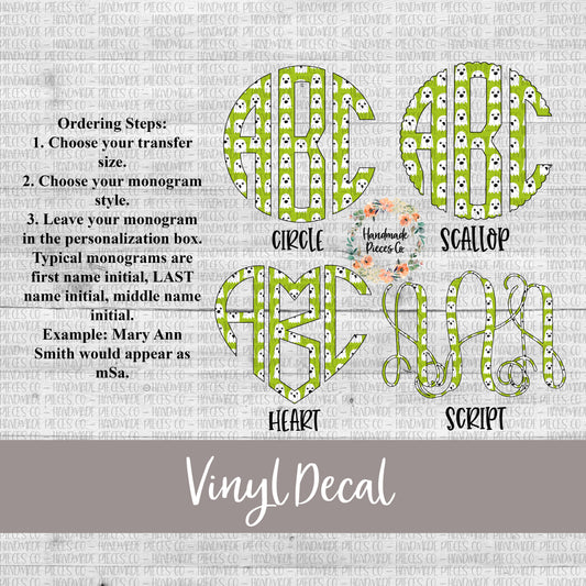 Halloween Monogram Vinyl Decal, Ghosts