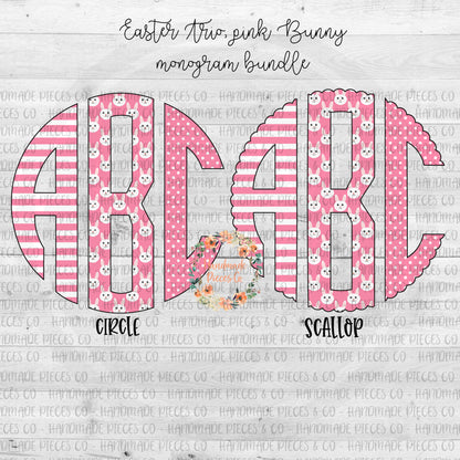 Easter Trio Monogram, Easter Bunny Pink - Multiple Styles - Digital Download