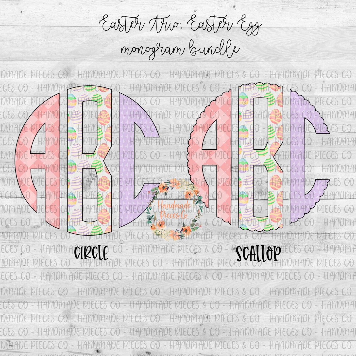 Easter Trio Monogram, Easter Egg - Multiple Styles - Digital Download