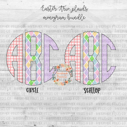 Easter Trio Monogram, Plaid - Multiple Styles - Digital Download