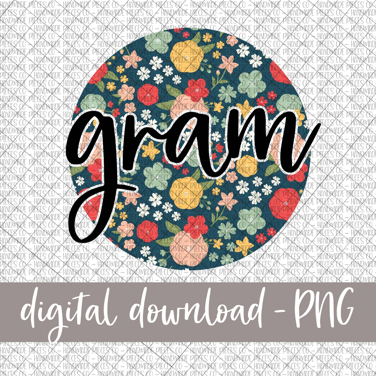 Gram Round, Floral 6 - Digital Download